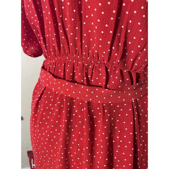MONTEAU Red Polka Dot Puff Sleeve Mini Dress X-SMALL Swweetheart - Picture 9 of 9